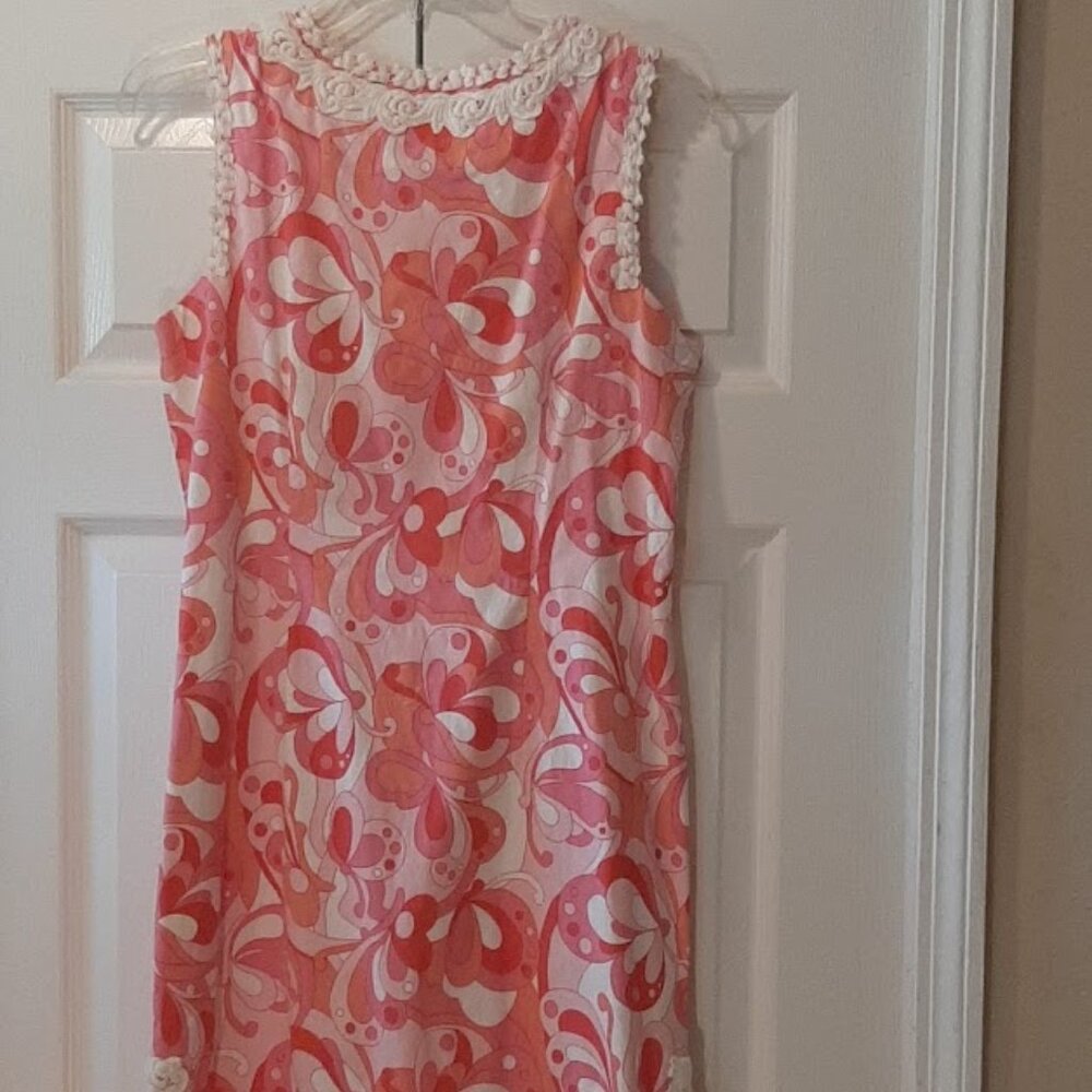 Paraphrase Women's Size 12 Dress Coral Pink Butterflies embroidered lace